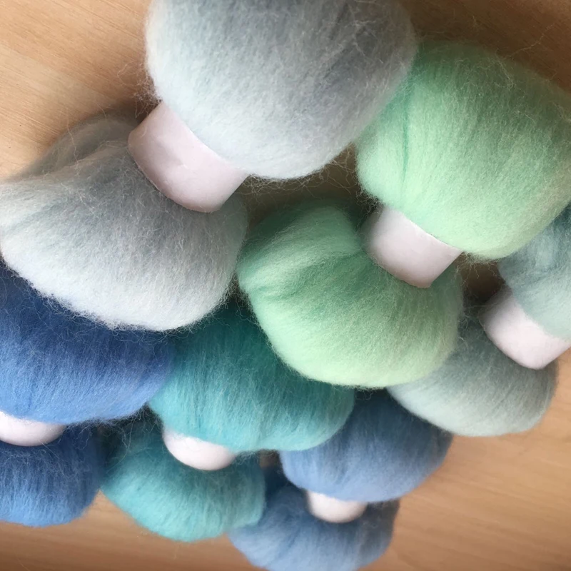 wool needle felting poke fun DIY roving felt 100% merino wool fiber blue color 10g/6pcs/lot