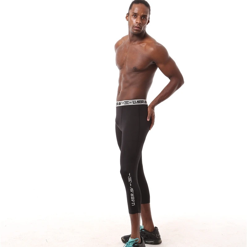 

Men Compression 3/4 Pants Sports Joggers Running Athlete Tights Basketball Fitness Gym Skinny Leggings Exercise Calf Pants