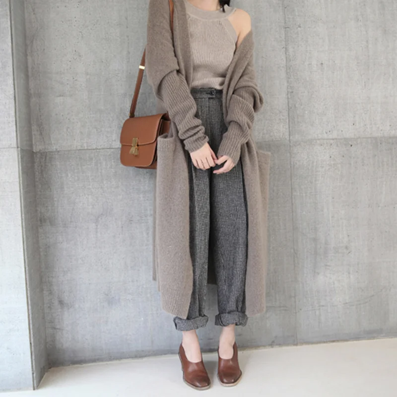 Free Shipping 2019 Fashion Knitting Coat For Women Plus Size Loose Outerwear Long Sleeve Mid-calf Soft Warm Sweaters Cardigan
