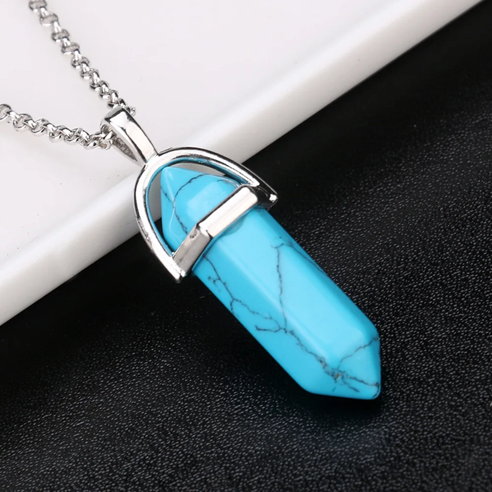 Buy Crystal Hexagonal Pendant Natural Stone Alloy