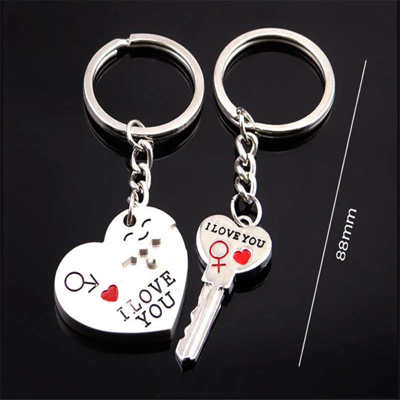Подарочный Брелок с кольцом для ключей друг пары романтический брелок для влюбленных подарки вечерние сувениры Любовь Сердце 2 шт