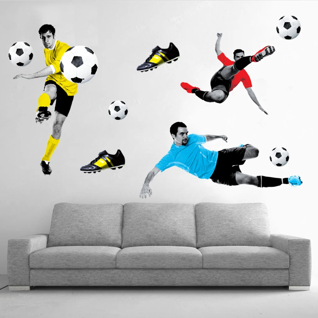 3D Play Football Soccer Wall Art Sticker Kids Bedroom Wallpaper Decor
