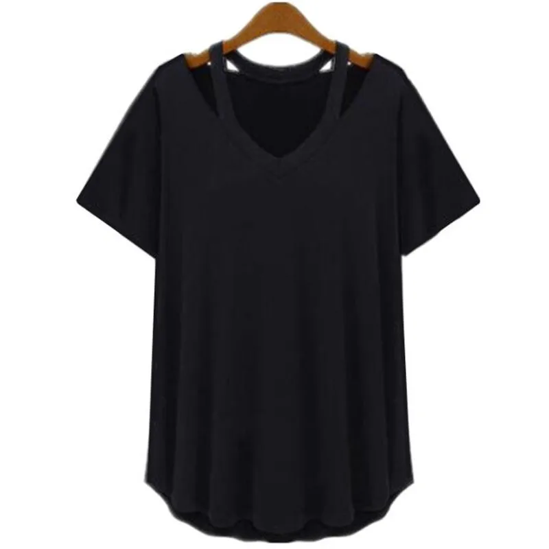 

Women's Plus size T Shirt 2019 Summer Fashion Cotton V-Neck Short Sleeve T-shirt Tops,knitted modal Blusa shirts S-4xl 5xl 6xl