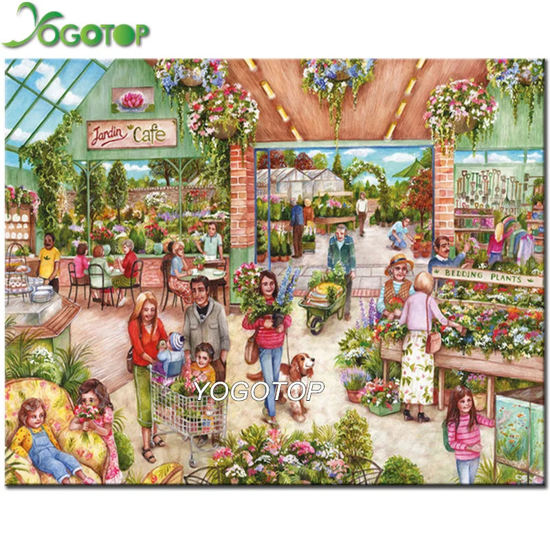 

YOGOTOP DIY 5D Diamond Painting flower shop Square Rhinestones Cross Stitch Mosaic Wall Arts Full Diamond Embroidery QA487