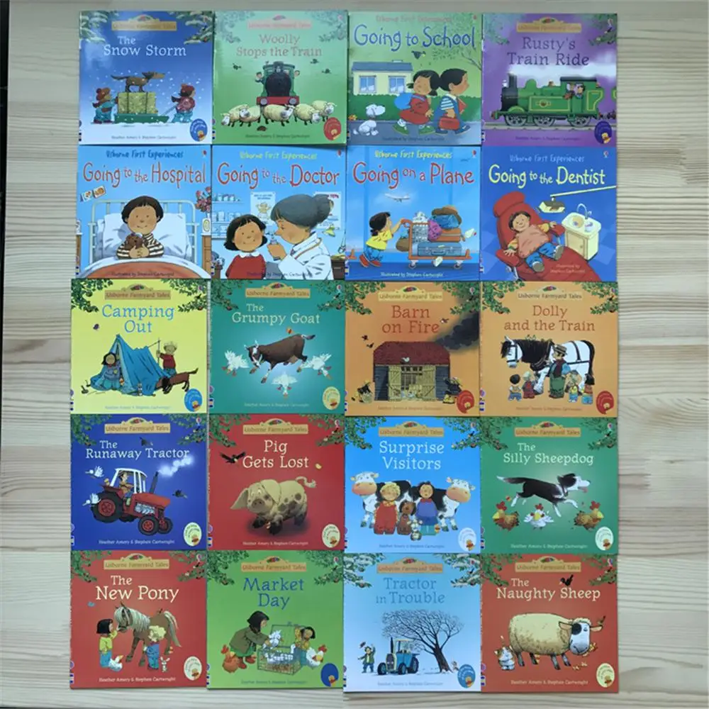 20 books/set kids usborne story picture books farmyard tales