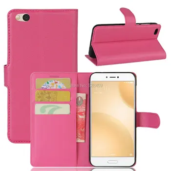 

50pcs/lot Lichi grain wallet PU Leather+TPU Cover Case with card slot For Xiaomi Mi 5C / Redmi 4X / Redmi Note 4X