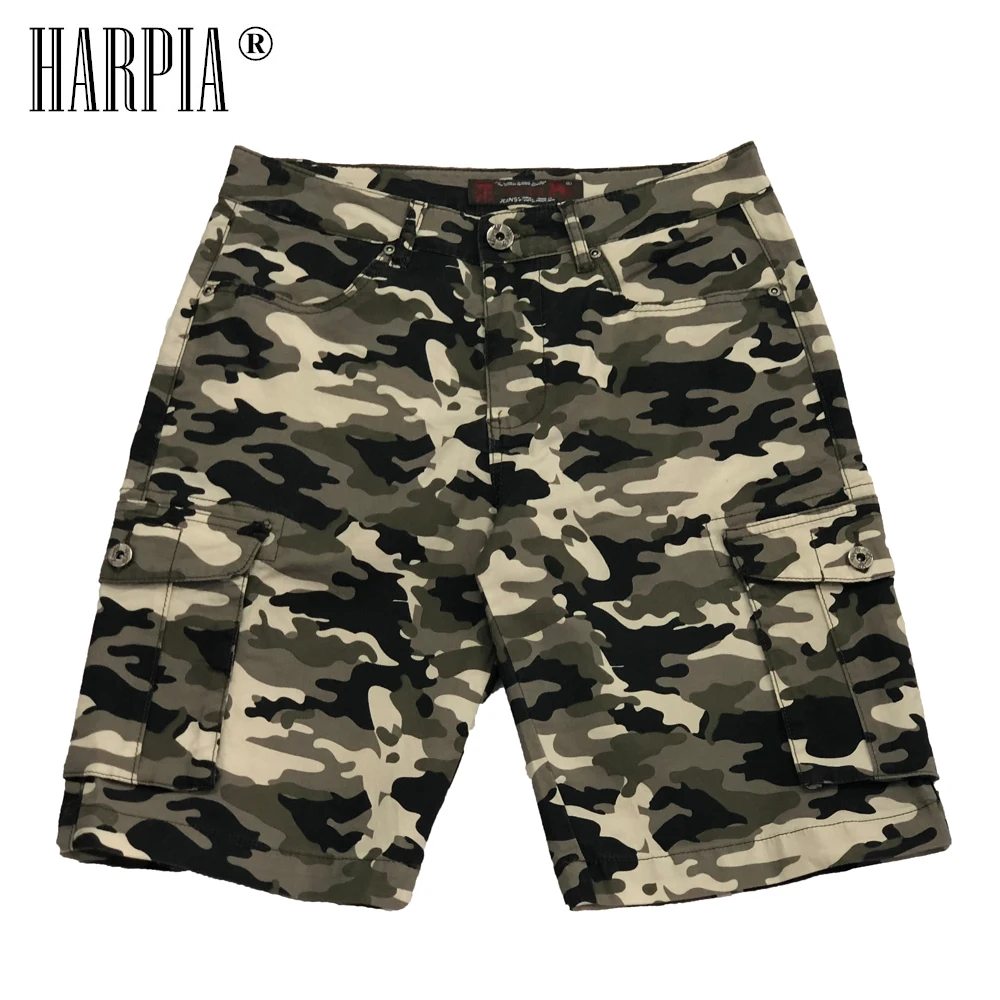 HARPIA мужской, большого размера мужские шорты Карго камуфляж, военный, армейский зеленый шорты Homme Лето Свободный Повседневный хлопковый камуфляж мужские шорты