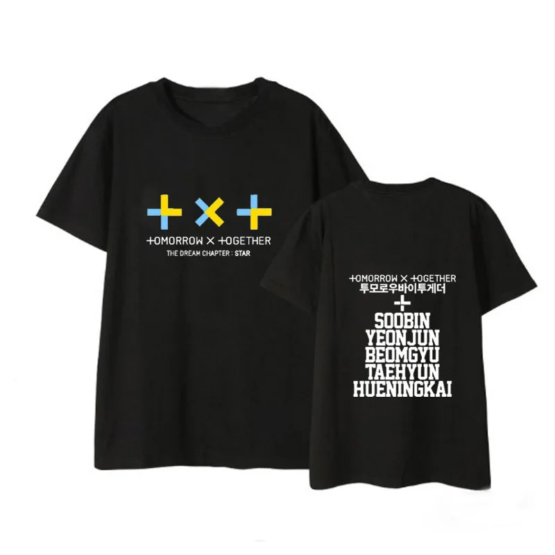TXT Kpop футболки с принтом имени члена 2021 Летняя Повседневная футболка в стиле