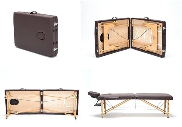 Professional портативный спа массажные столы складной с несущей мешок салон мебель деревянный кровать косметический массажный стол