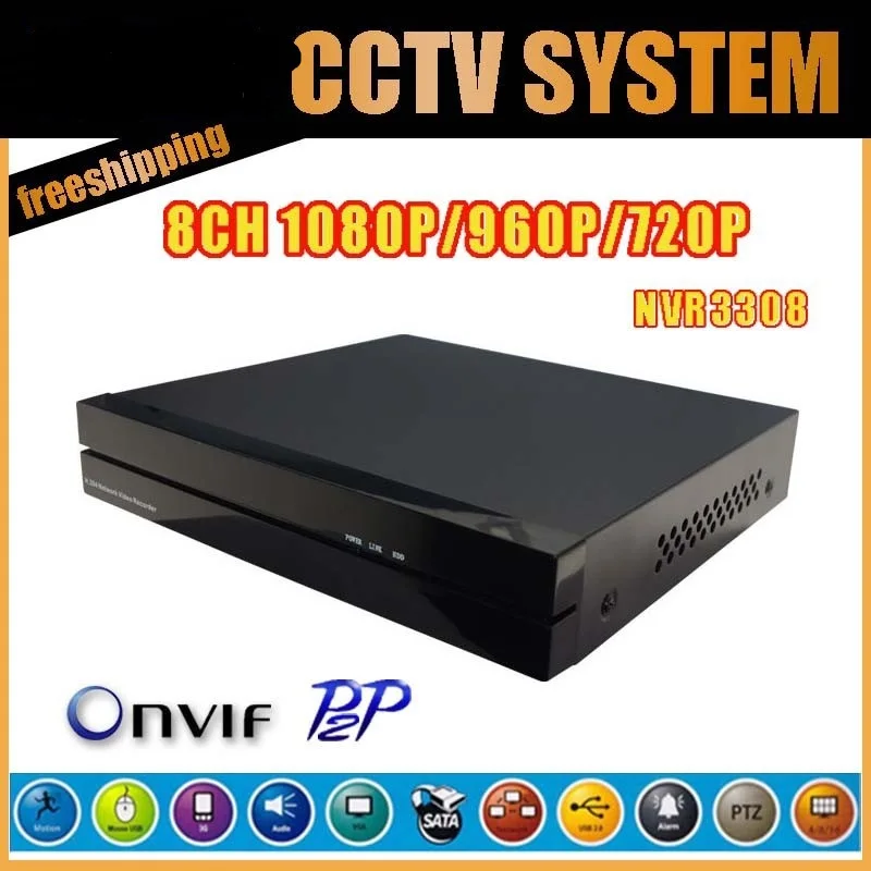 ФОТО 8-ch network DVR 1080P NVR 4 million high-definition digital channel phone monitoring host NVR Double-bit 1080p/720P network DVR