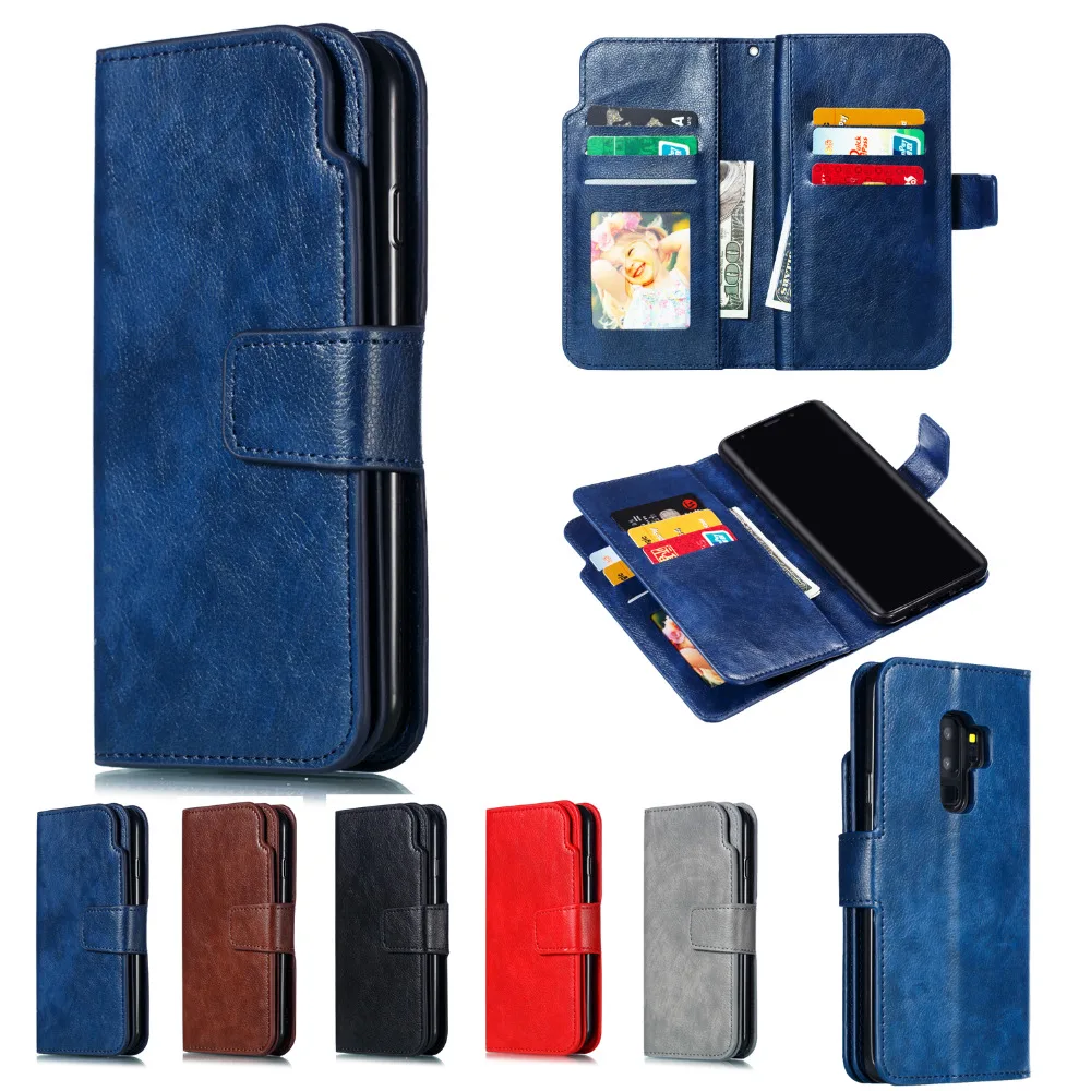

Luxury Open left and right style leather wallet case for Samsung S8 S9 plus J3 J2 J7 Note 9 A6 2018 coque with card slot cases