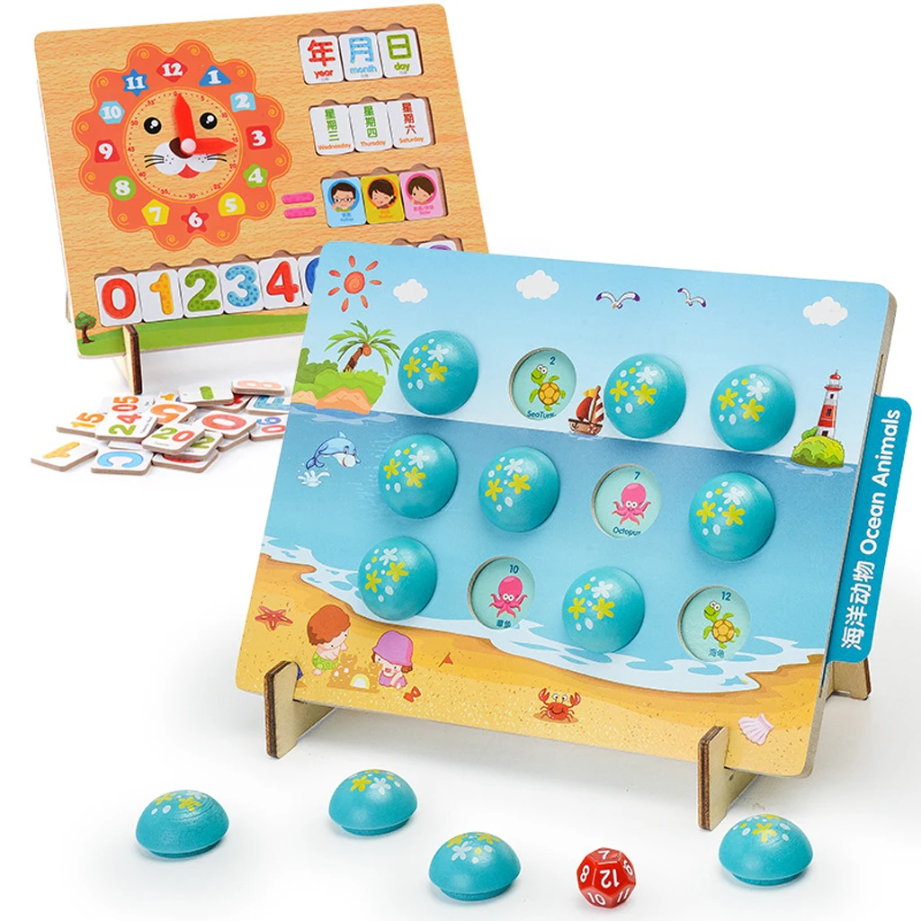 Wooden Memory and Learning Board Game - Preschool Learning Educational Toy - Colorful Matching Memory Activity Games