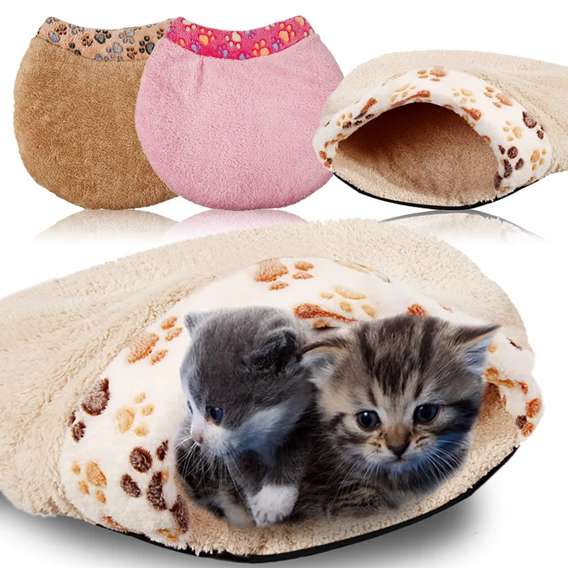 Hot Small Pet Cat Bed Sleeping Bag Lovely Warm Winter Fleece Cat Cave