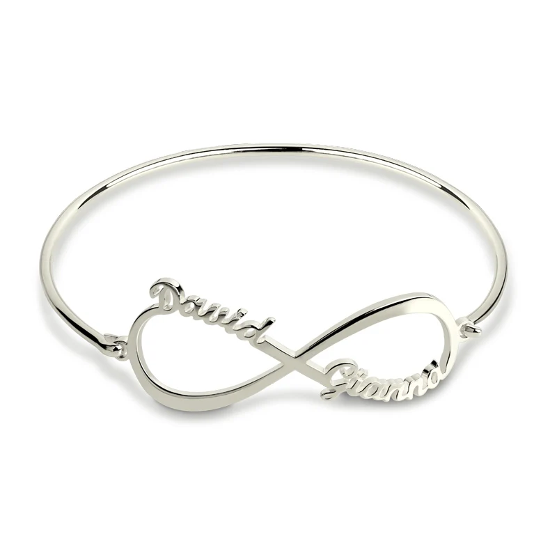

AILIN Personalized Infinity Name Bangle Sterling Silver Infinity Bracelet for Her