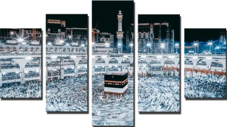 Малый Bairam подарки 5 шт. исламский Shrine The Caaba пейзаж холст живопись печать стены Искусство картина для гостиной домашний декор - Цвет: PG4012