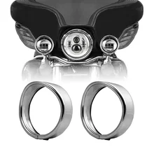 Chrome 4.5 “4 1/2” Auxiliar LEVOU Luz 4.5 “Luz de nevoeiro Viseira Estilo Farol Guarnição Anel Para Harley Davidson Motocicleta Da Bicicleta