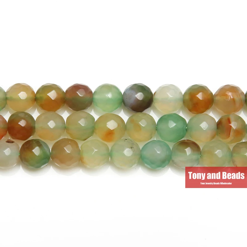 

Free Shipping 15" Natural Stone Faceted Peacock Agates Round Loose Beads 6 8 10 12MM Pick Size For Jewelry Making