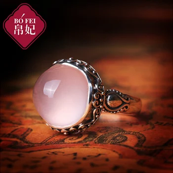 

Natural semi-precious stones high-end 925 Sterling Silver Bangkok Thai handmade female section pink crystal