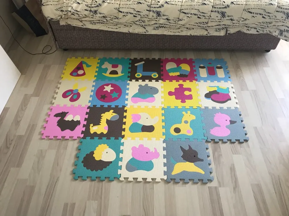 30*30*1 см толстый развивающий детский игровой коврик-пазл, коврик для детей, мягкий коврик для ползания, нетоксичный детский игровой коврик для спортзала, коврик для обучения - Цвет: 18pcs P016P022