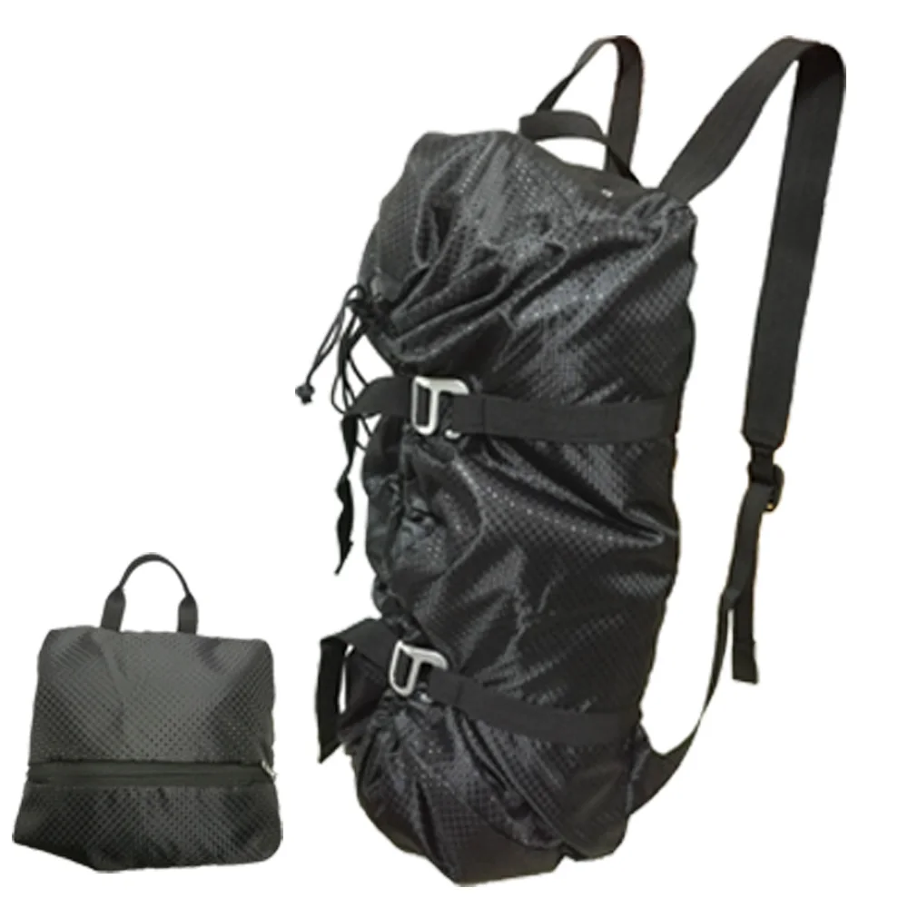Черный легкий складной скалолазание плащ веревочная сумка рюкзак для переноски скалолазание альпинизм оборудования