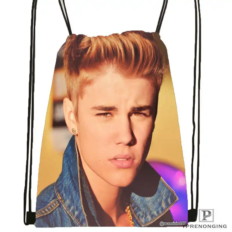 Drawstring Backpack Custom Justin Bieber походная сумка на шнурке Cute Daypack Kids Satchel(черная спина) 31x40 cm#180531-02-33 - Цвет: Drawstring Backpack