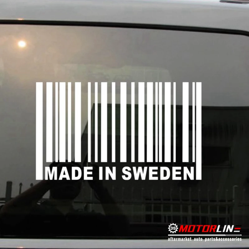 

Made In Sweden UPC Barcode Decal Sticker Car Vinyl fit for Saab Volvo etc no background