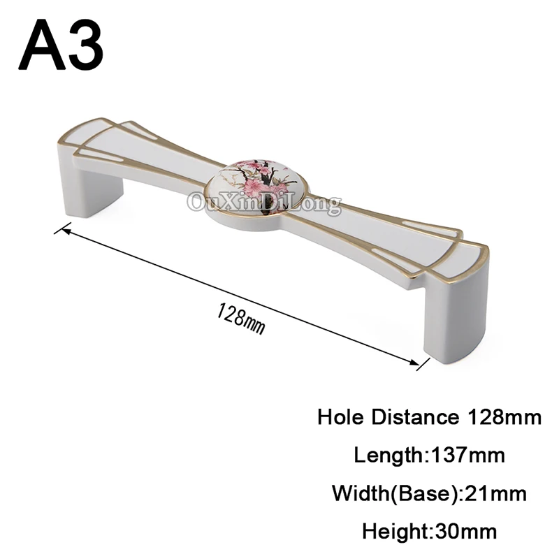 Топ спроектированный 10 шт Европейская керамическая печать кухонный шкаф дверные ручки шкаф ручки для комода или шкафа с ящиками ручки и ручки - Цвет: A3