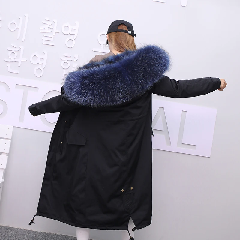Jacket Women Winter Parkas Long Big Fox Fur Collar Hooded Coats 2018 Ladies Fur Linen Thickened Warm Jackets Plus Size Coat LZ962 (24)