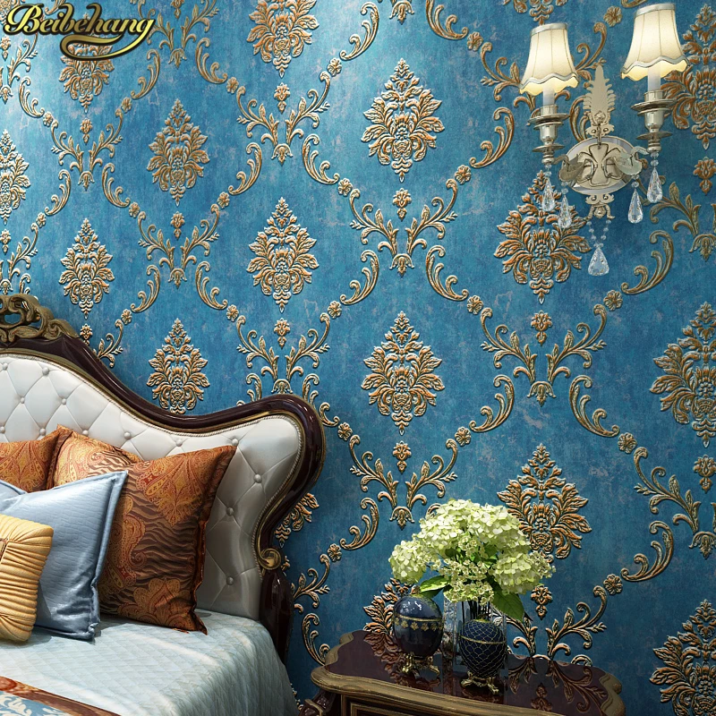 beibehang Precision Damascus wallpaper TV background luxury European wallpaper 3d bedroom living room 3D wall papers home decor