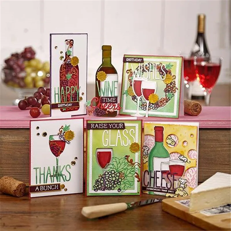 

Eastshape Wine Bottle Drink Cup Metal Cutting Dies Cutting Scrapbooking Embossing Folder Stencil DIY Photo Album Decor Craft