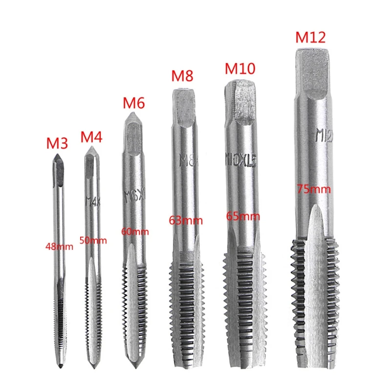 12 шт./компл. ручной резьбы метчиками провод нажав отвертки M3/M4/M6/M8/M10/M12