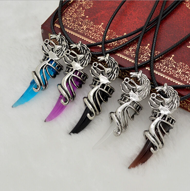 Vintage Personalized Men Style Titanium Steel Punk Acrylic Wolf Tooth Wax Cord Chain Necklace N2657 | Украшения и аксессуары