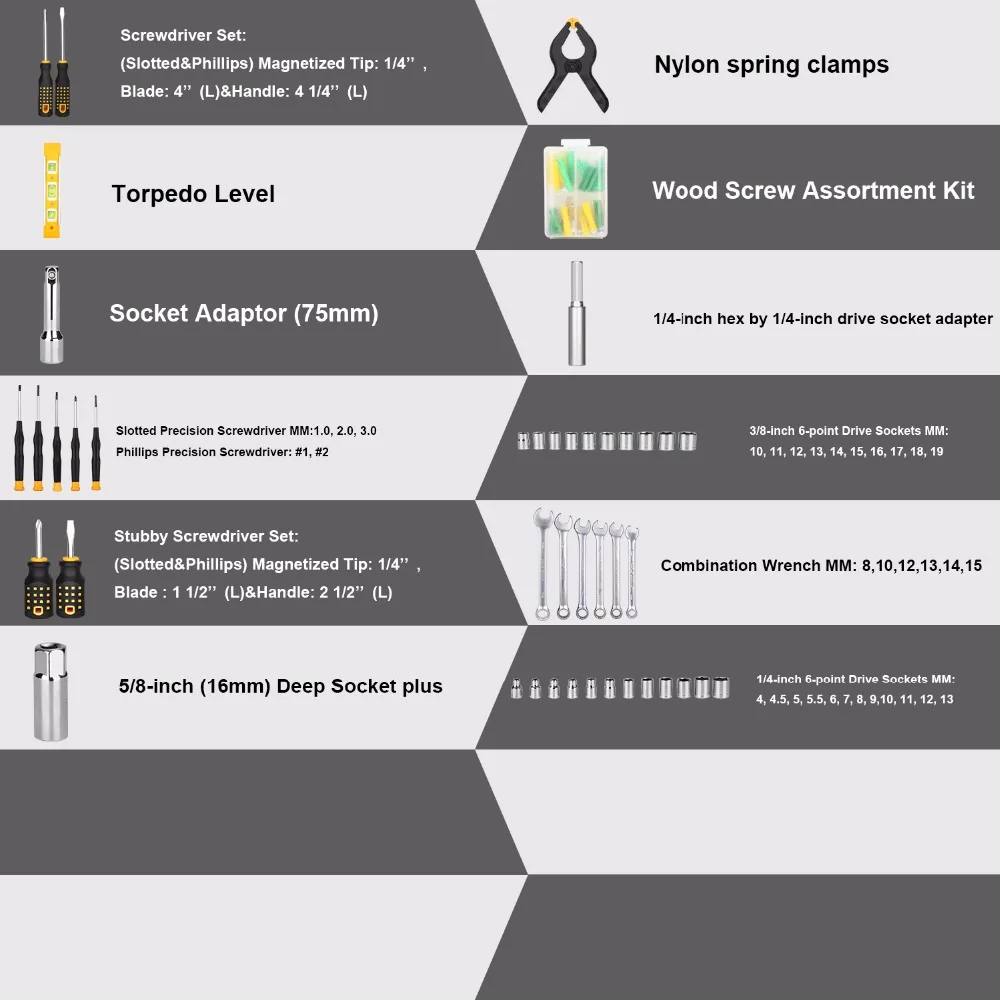 DEKO набор ручных инструментов для домашнего ремонта, набор ручных инструментов с пластиковым ящиком для инструментов, чехол для хранения, молоток, отвертка, трещотка, гаечный ключ