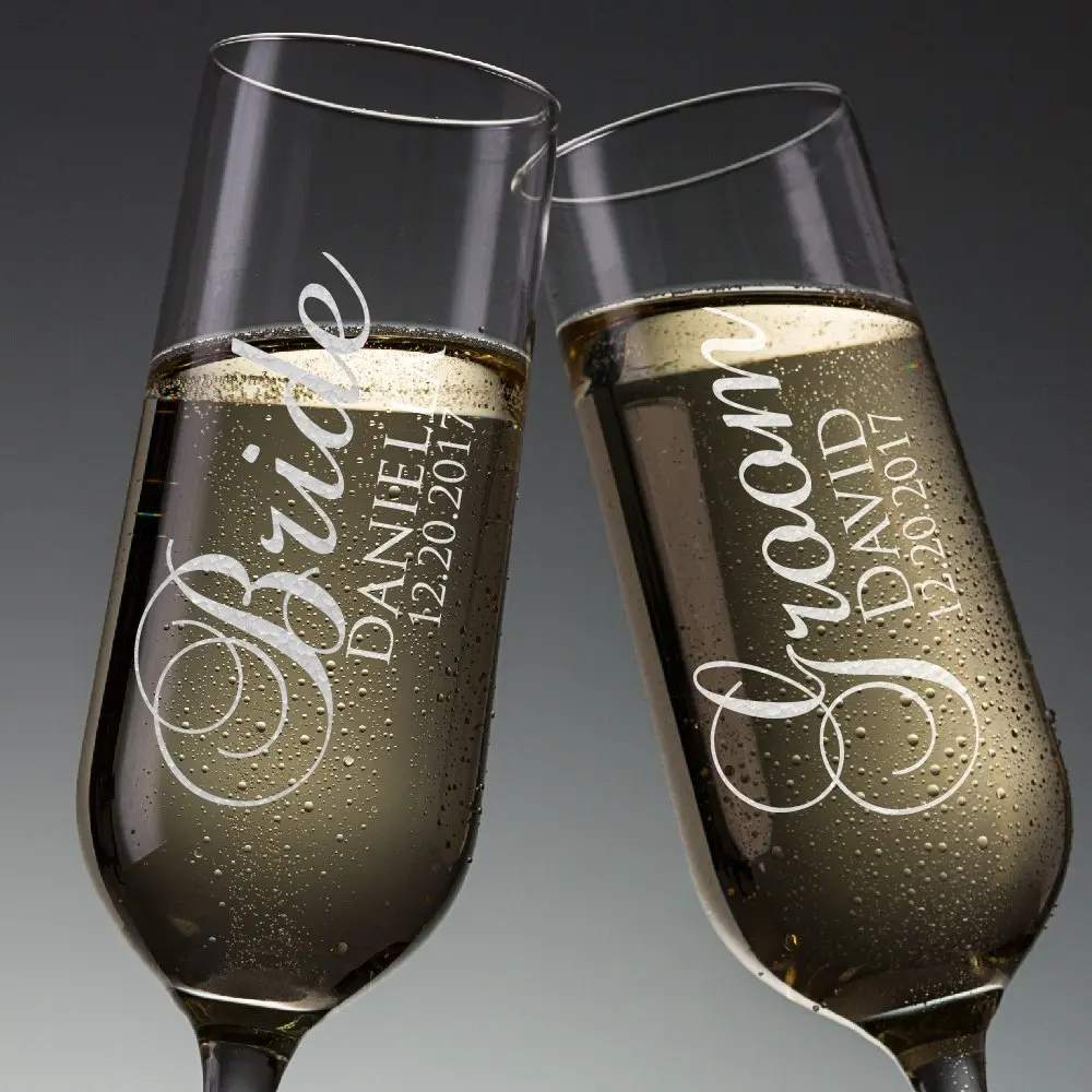 Имя жениха невесты и дата, персонализированные свадебные тосты шампанского флейты наборы, свадебные тосты очки, выгравированные флейты для свадебного подарка