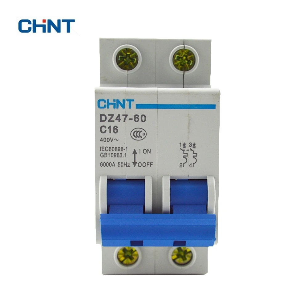 

CHINT DZ47-60 AC230/400V 2P 16A Rated Current 2 Pole Miniature Circuit Breaker C16