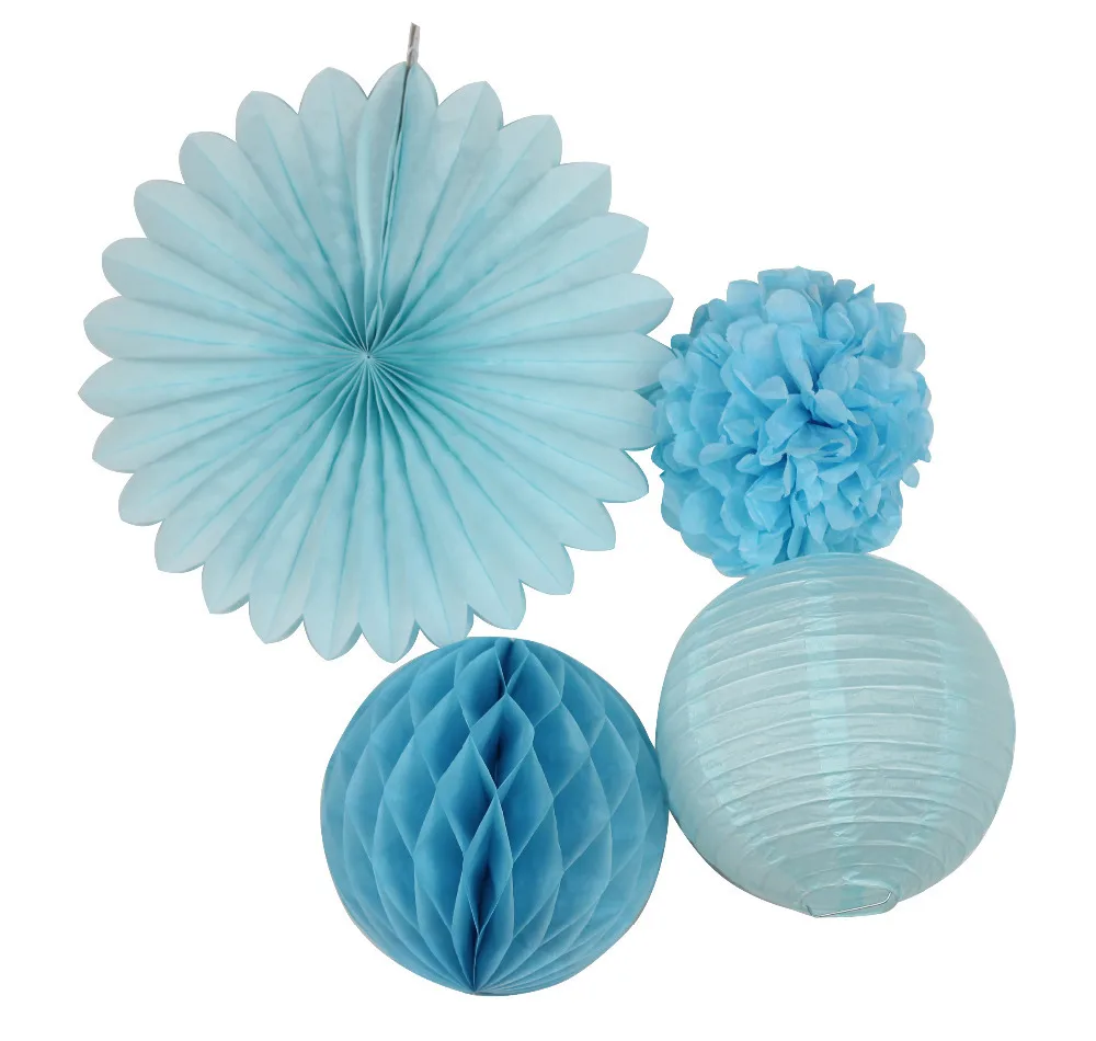 

DIY Paper Crafts Blue Happy Birthday Decoration Tissue Paper Pom Poms Baby Boy Blue Bunting Birthday Decoration Party Favors