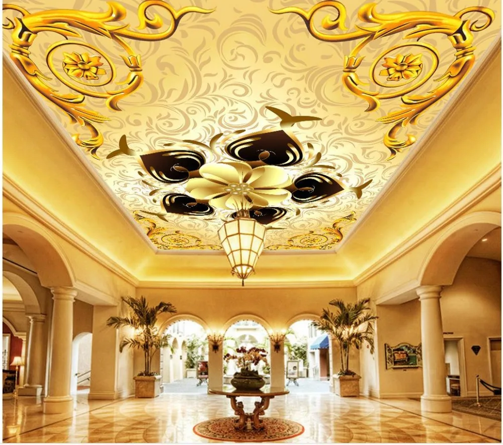 Europe Style Flower 3d Stereoscopic Wallpaper Ceilings 3d Wall Murals
