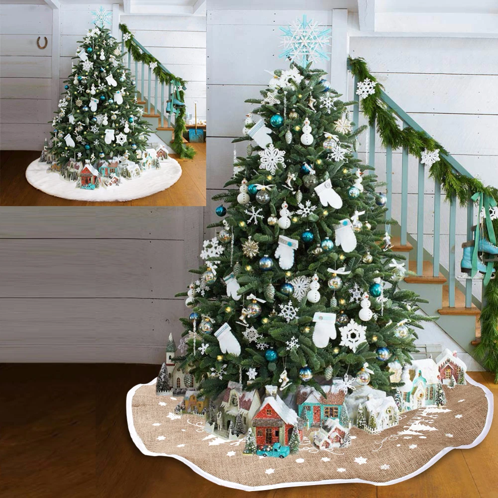 Snow Plush Christmas Tree Skirt Base Mat Cover XMAS Merry Christmas