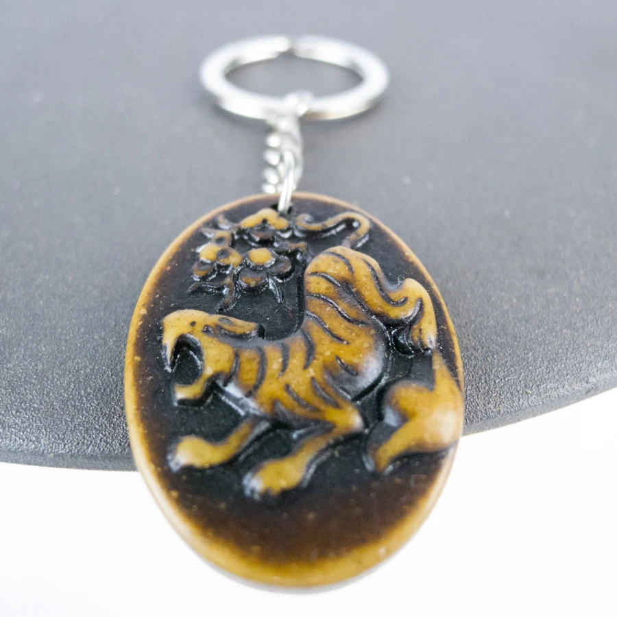 Tiger The 12 Chinese Zodiac Key Chain limitation Yak Bone Material Art Vintage Chains #GZ303 | Украшения и аксессуары