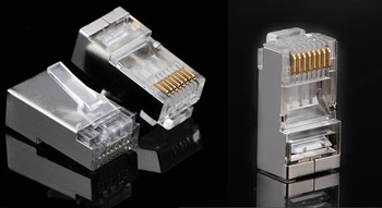 

100pcs Crystal Modular Plug Lan Network RJ45 CAT5 Connector Adapter Jack 8P8C Shielding diy