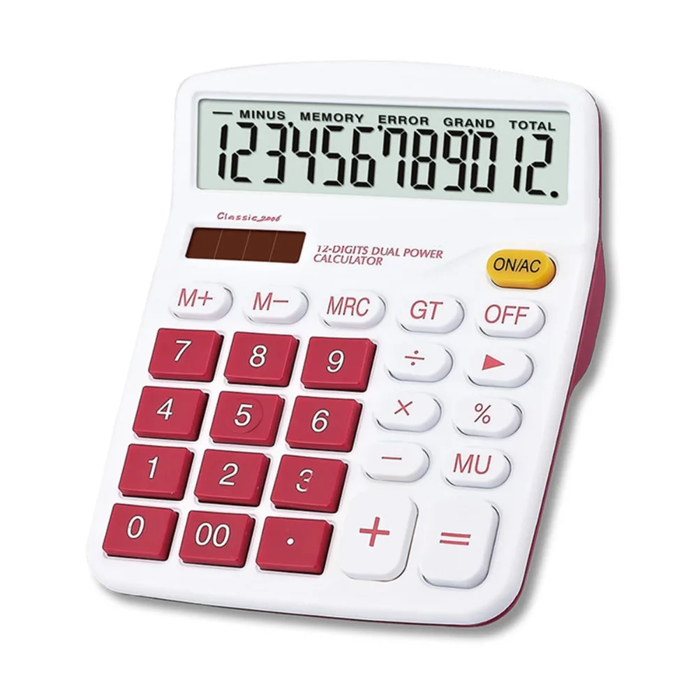 

Function Desktop Electronic Calculator Handheld Colorful Standard Solar and Battery Dual Powered 12 Digits Orange for office