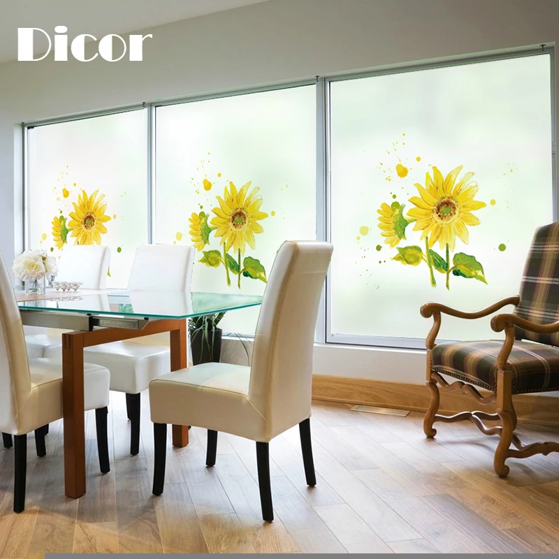

Free Size Static Cling Frosted Opaque Stained Window Film Decorative Privacy Glass Sticker Digital printing BLT345 Daisy