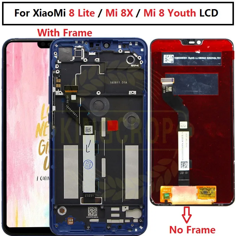 

Xiaomi Mi8 Lite LCD Display Touch Screen Digitizer Assembly Xiaomi Mi8 Lite LCD Youth 8X Mi 8 Lite LCD with frame Replacement