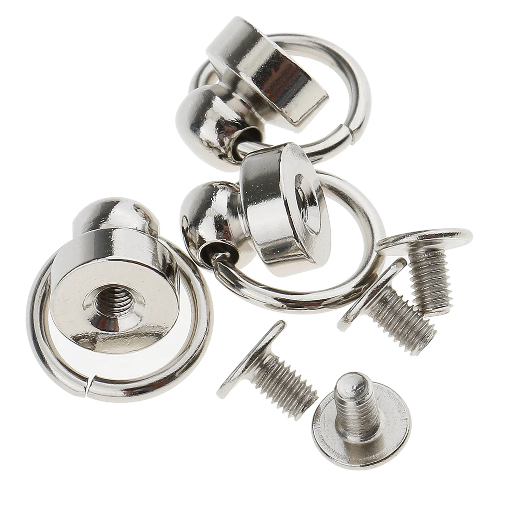 40Pcs Ball Post With O Ring Rivet Stud Nail Round Head Chicago Screw Black for Clothing LeatherCraft
