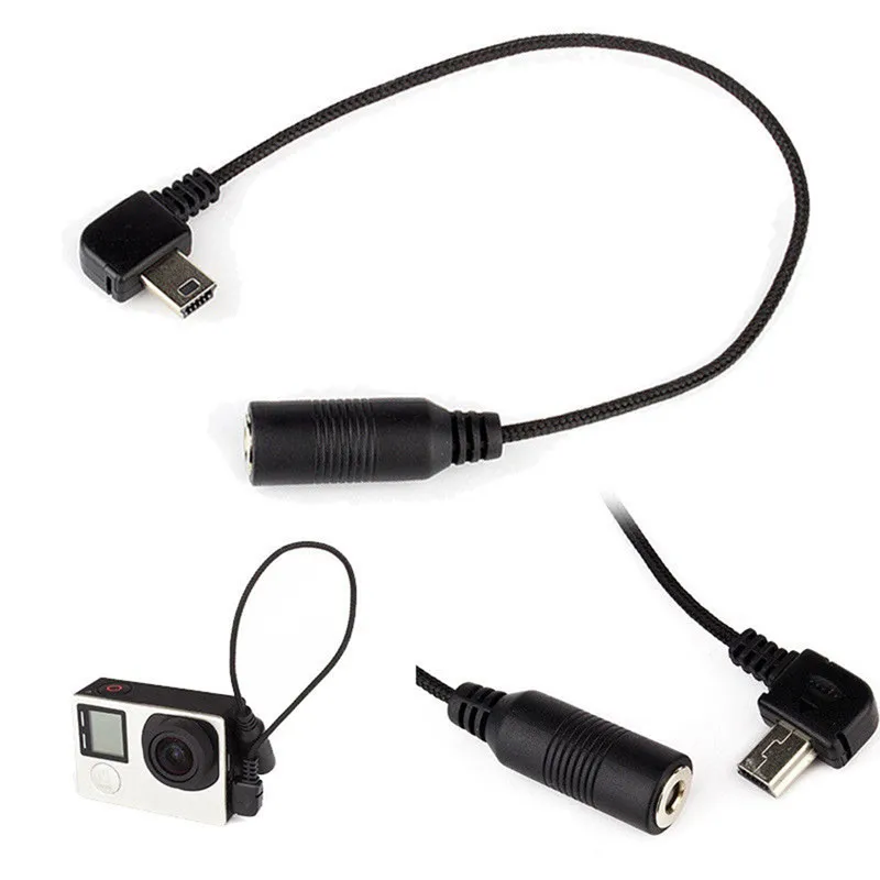 Digital Camera Mini USB To 3.5mm Microphone Mic Adapter Transfer Cable Wire For GoPro Hero 3 3+ 4 Microphone Adapter Cable