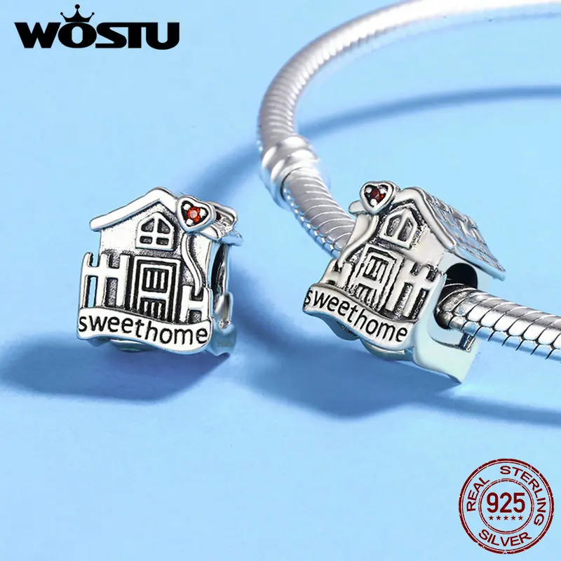 Женский браслет WOSTU из 100% серебра 925 пробы с бусинами для самостоятельного