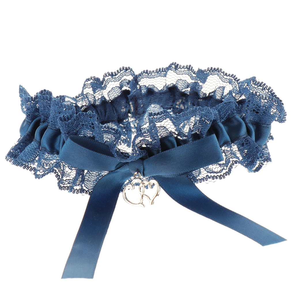 Elegant Wedding Bridal Garter Set Lace Bowknot Heart Pendant Toss Garter Throwaway Thigh Ring Soft Socks Gift Favor