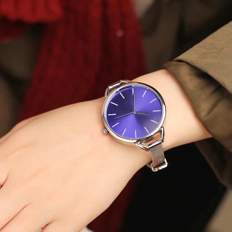 Top Luxury European Style Lady Watch Elegant Big Dial Quartz Super Slim Stainless Steel Bracelet Watch Women's Wrist Reloj Mujer