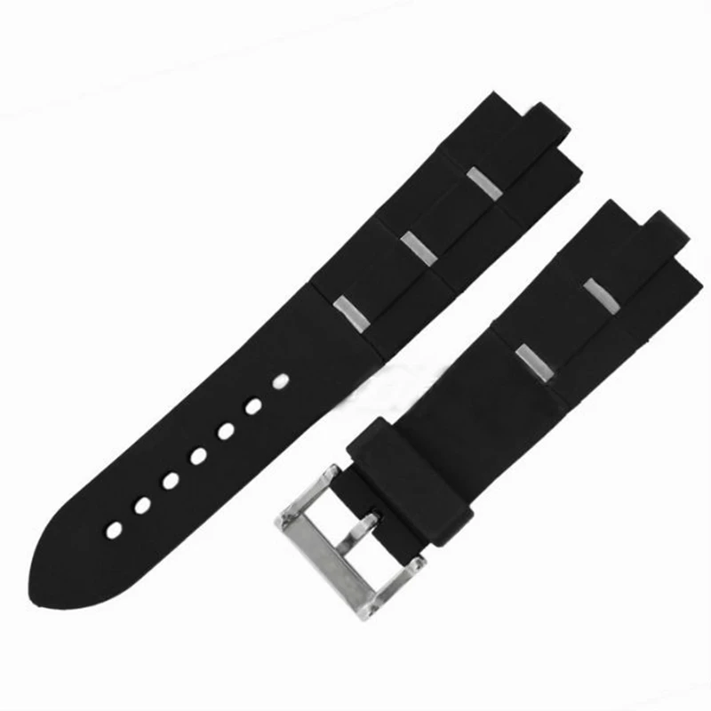 22mm 24mm Men Woman Black With Silver Rose Gold Buckle Silicone Rubber Watch Band Strap For  BVLG Diagono Bracelet Wristband
