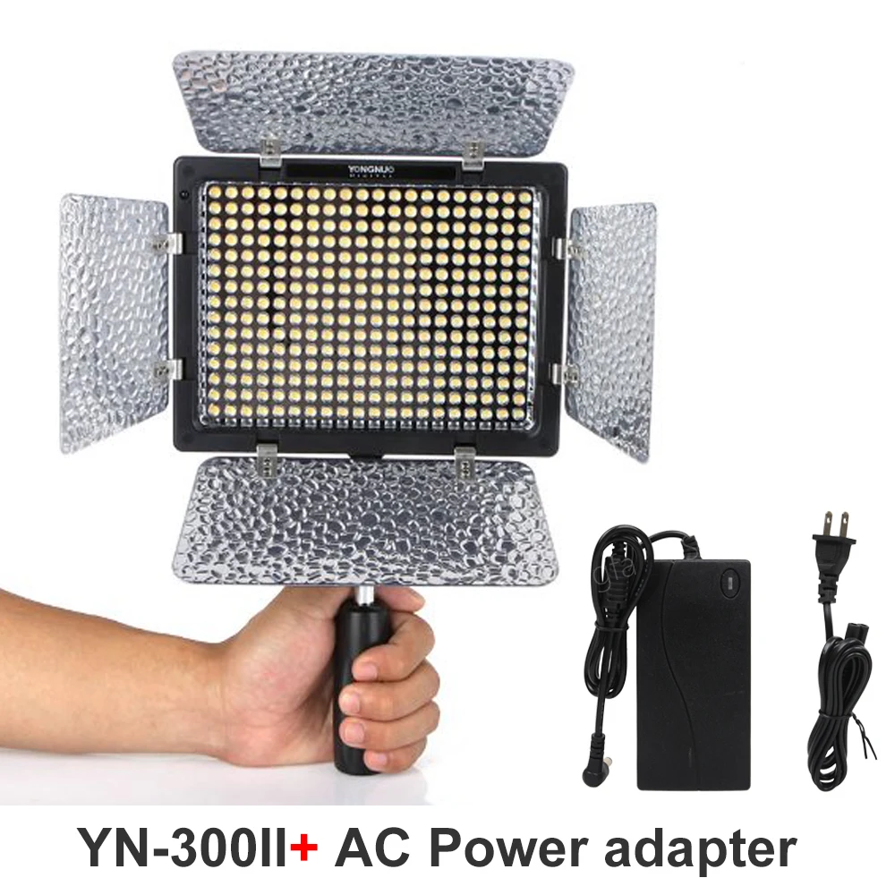 

YONGNUO YN300 II YN-300II 3200K-5500K LED Camera Video Light For Canon Nikon Pentax Olympus Panasonic Camera + AC adapter